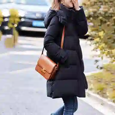 【dme】 纯色基础加厚三防连帽保暖魔术贴羽绒服 女款