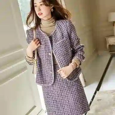 【dme】 圆领上衣中腰半身裙裙装套装 女款 蔷薇紫