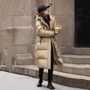 【dme】 纯色时尚休闲简约连帽保暖舒适长袖羽绒服 女款 黑色