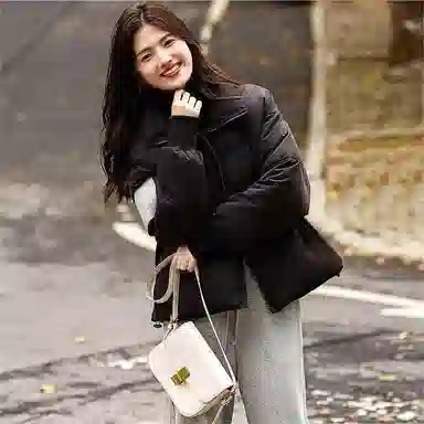 【dme】 基础纯色简约立领显高短款棉服 女款