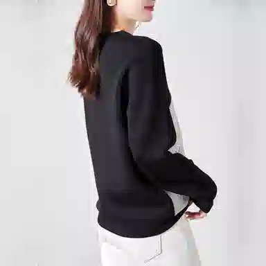 【dme】 撞色圆领套头翅膀刺绣落肩长袖卫衣 女款 灰色