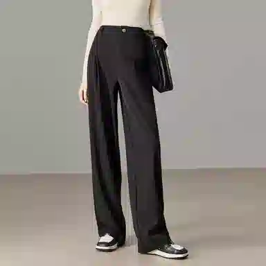 【dme】 阔腿裤高腰高级感垂感设计感拖地裤西装裤休闲裤 女款 黑色