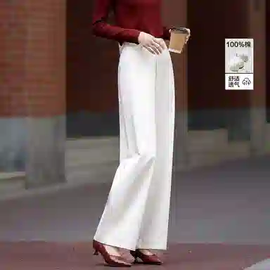 【dme】 秋季简约气质高腰撞色辑线直筒显瘦阔腿宽松香蕉裤牛仔裤 女款