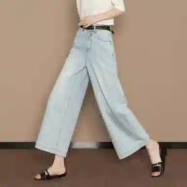 【dme】 甜酷绣花 夏季薄款宽松遮肉显瘦阔腿直筒牛仔裤 女款