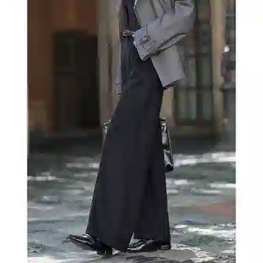 【dme】 秋季设计感立体分割阔腿裤直筒宽松小个子舒适显瘦时尚百搭优雅牛仔裤 女款