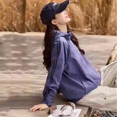 【dme】 宽松拉链插肩袖长袖夹克外套 女款 紫色