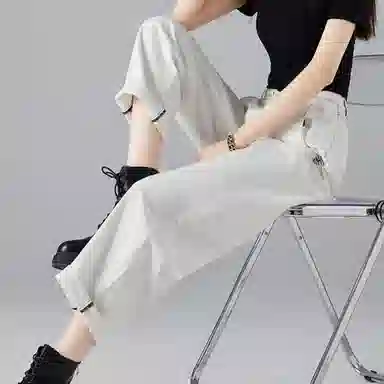 【dme】 中腰纯色宽松直筒牛仔裤 女款 本白