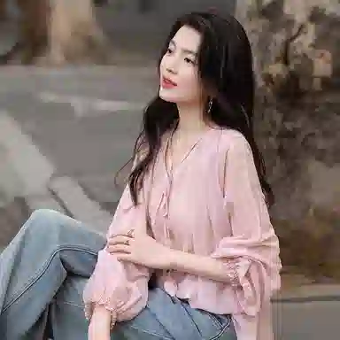 【dme】 系带褶裥轻盈舒适长袖衬衫 女款 粉红