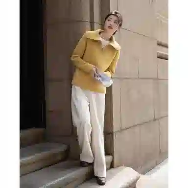 【dme】 温暖的秘密冬季简约半拉链翻领线衫宽松含绵羊毛高领舒适慵懒风百搭休闲时尚针织衫 女款