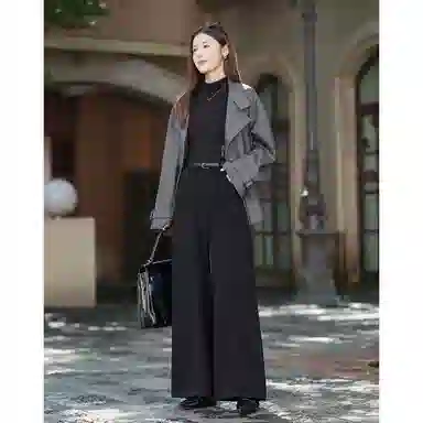 【dme】 秋季设计感立体分割阔腿裤直筒宽松小个子舒适显瘦时尚百搭优雅牛仔裤 女款