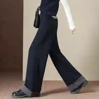 【dme】 高腰时髦卷边直筒垂感弹力包容简约通勤韩系高级百搭休闲裤 女款