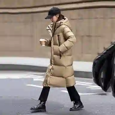 【dme】 纯色时尚休闲简约连帽保暖舒适长袖羽绒服 女款 黑色