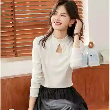 【dme】 休闲纯色修身半高领长袖针织衫 女款