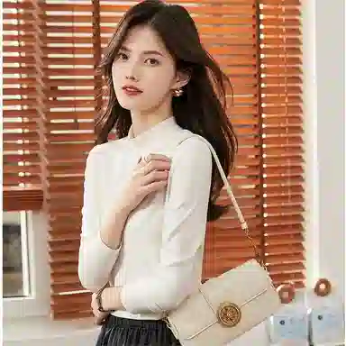 【dme】 休闲纯色修身半高领长袖针织衫 女款