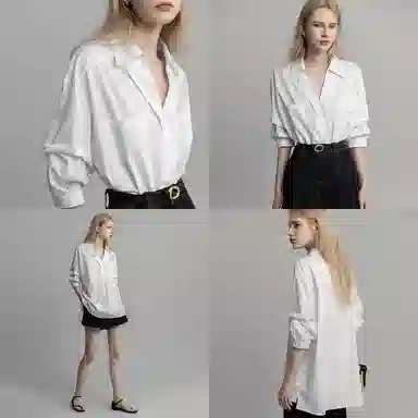 【dme】 纯色休闲长袖衬衫 女款 白色