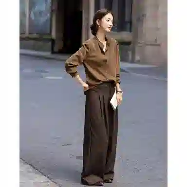 【dme】 冬季保暖修身通勤立领花边装饰泡泡袖衬衣秋冬外套长袖慵懒风宽松显瘦舒适百搭透气正肩复古日常时尚潮流基础款衬衫 女款