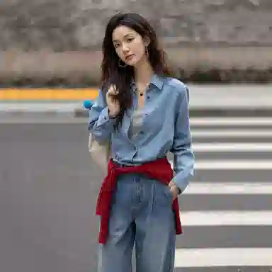 【dme】 纯色通勤长袖衬衫 女款 浅牛仔蓝