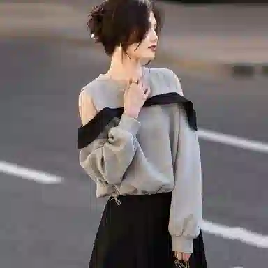 【dme】 套头圆领宽松长袖卫衣 女款 麻灰