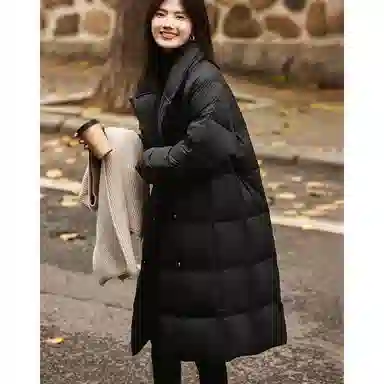 【dme】 纯色基础加厚保暖气质长款翻驳领羽绒服 女款