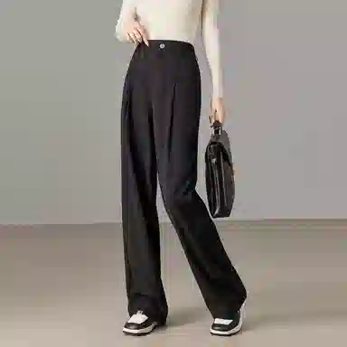 【dme】 阔腿裤高腰高级感垂感设计感拖地裤西装裤休闲裤 女款 黑色