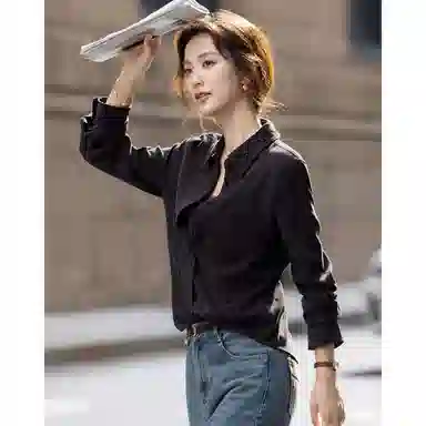 【dme】 冬季复古风保暖磨毛设计感口袋宽松衬衣秋冬长袖上衣简约舒适柔软百搭休闲时尚潮流韩系减龄修身温柔知性高级感衬衫 女款