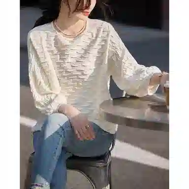 【dme】 宽松圆领纯色九分袖卫衣 女款 薄荷绿