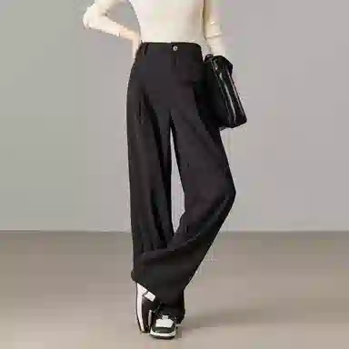 【dme】 阔腿裤高腰高级感垂感设计感拖地裤西装裤休闲裤 女款 黑色