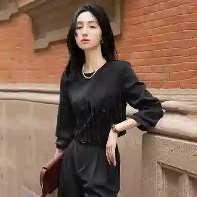 【dme】 纯色时尚简约舒适圆领长袖卫衣 女款 黑色