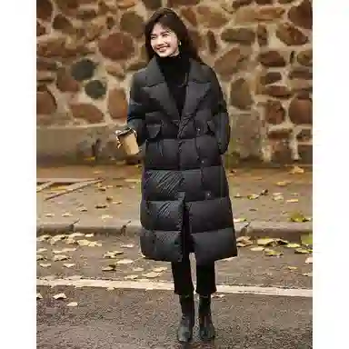 【dme】 纯色基础加厚保暖气质长款翻驳领羽绒服 女款