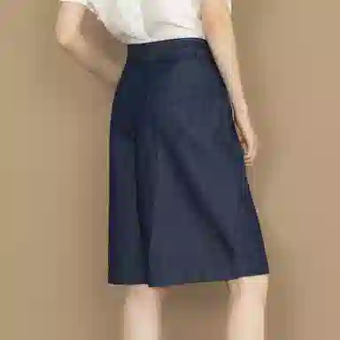 【dme】 气质宽松阔腿休闲纯色五分牛仔短裤 女款