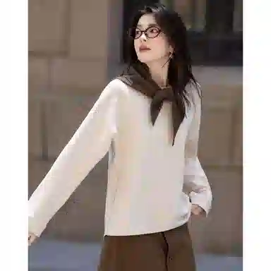 【dme】 秋季简约风圆领宽松藏肉小个子舒适纯色时尚百搭休闲卫衣 女款