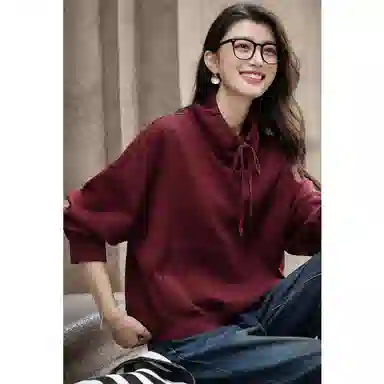 【dme】 秋季运动风博主立领抽绳小个子简约舒适纯色设计时尚百搭柔软极简主义卫衣 女款