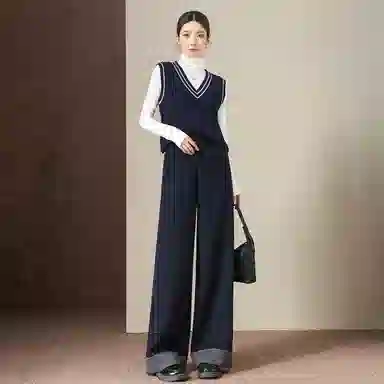 【dme】 高腰时髦卷边直筒垂感弹力包容简约通勤韩系高级百搭休闲裤 女款