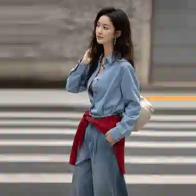 【dme】 纯色通勤长袖衬衫 女款 浅牛仔蓝