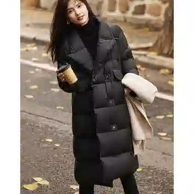 【dme】 纯色基础加厚保暖气质长款翻驳领羽绒服 女款