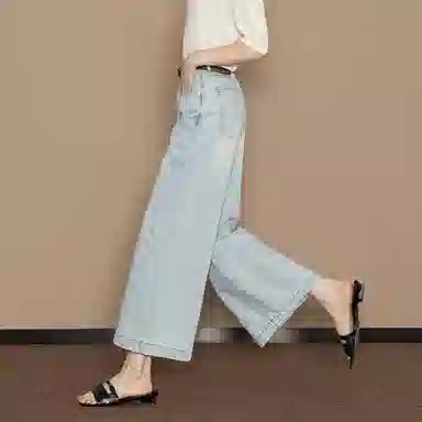 【dme】 甜酷绣花 夏季薄款宽松遮肉显瘦阔腿直筒牛仔裤 女款