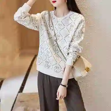 【dme】 圆领字母动物印花休闲长袖卫衣 女款 本白