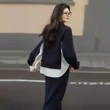 【dme】 圆领套头舒适长袖卫衣开叉休闲长裙裙装套装 女款