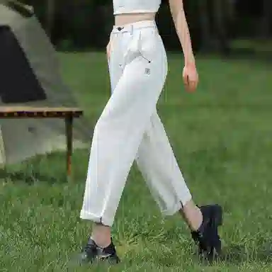 【dme】 中腰纯色宽松直筒牛仔裤 女款 本白