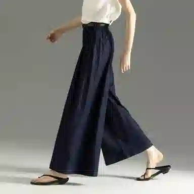 【dme】 宽松版型舒适百搭风格直筒版型原色牛仔立体压褶九分显瘦阔腿裤牛仔裤 女款