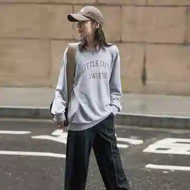 【dme】 圆领宽松套头长袖卫衣 女款 深花灰色