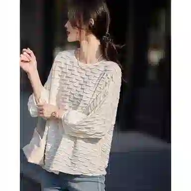 【dme】 宽松圆领纯色九分袖卫衣 女款 薄荷绿