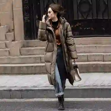 【dme】 纯色时尚休闲简约连帽保暖舒适长袖羽绒服 女款 黑色