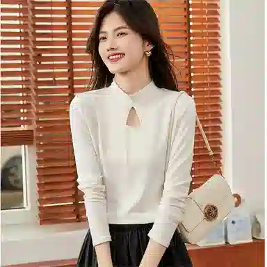 【dme】 休闲纯色修身半高领长袖针织衫 女款