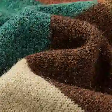 【dme】 慵懒撞色圆领格纹提花舒适时尚拼接休闲百搭长袖针织衫 女款