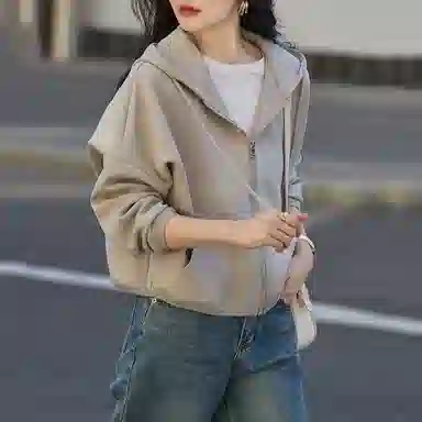 【dme】 休闲连帽廓形短款拉链开衫卫衣 女款