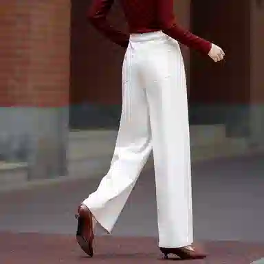 【dme】 秋季简约气质高腰撞色辑线直筒显瘦阔腿宽松香蕉裤牛仔裤 女款