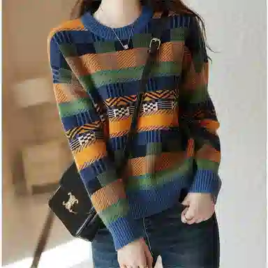 【dme】 复古撞色加厚保暖针织衫 女款