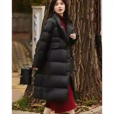 【dme】 纯色基础加厚保暖气质长款翻驳领羽绒服 女款