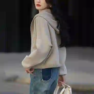 【dme】 休闲连帽廓形短款拉链开衫卫衣 女款